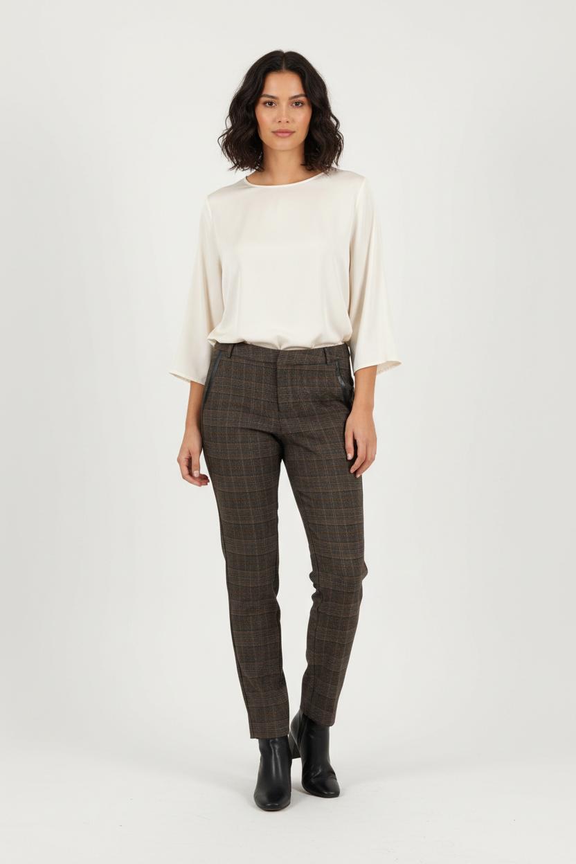 Pantalon Carreaux Marron - Taille XS/34 de la marque I.Code | PARAD92938 - Vendu par Paradigme - Image 1