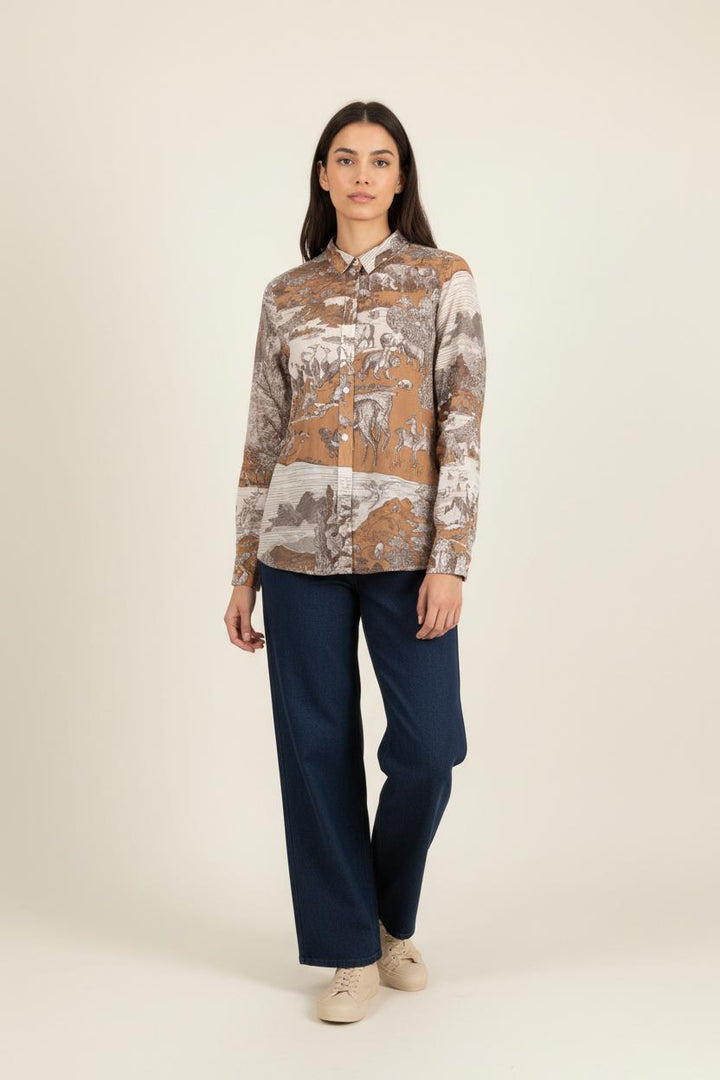 Chemise Imprimée Beige et Marron - Taille S/36 de la marque Sézane | PARAD92982 - Vendu par Paradigme - Image 1