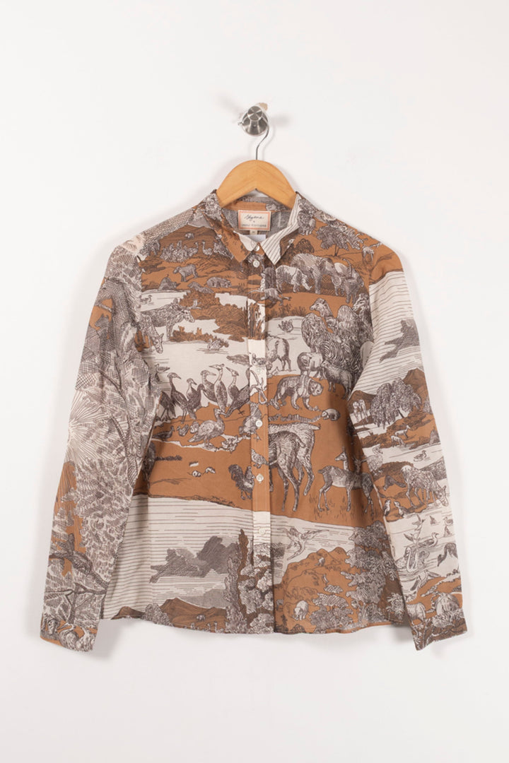 Chemise Imprimée Beige et Marron - Taille S/36 de la marque Sézane | PARAD92982 - Vendu par Paradigme - Image 2