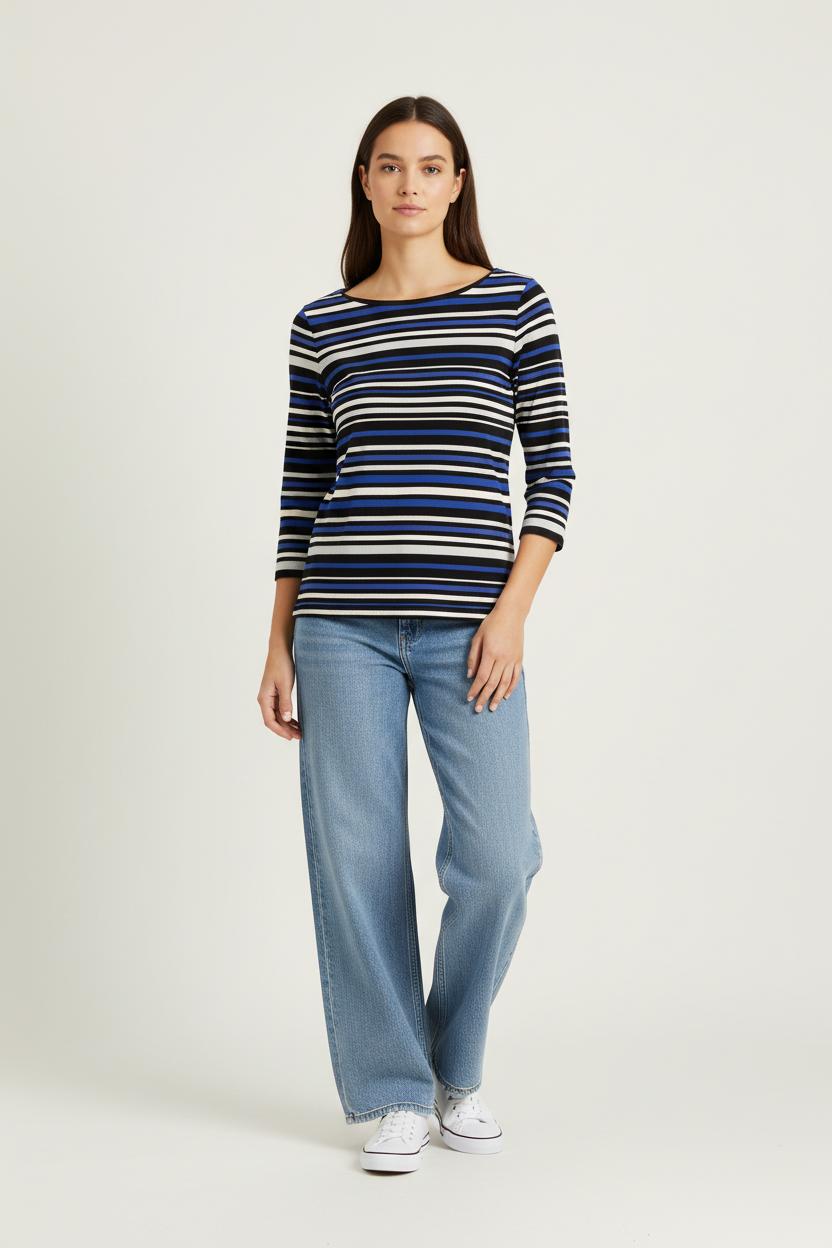 Tee-shirt Rayé Noir Bleu et Blanc - Taille S/36 de la marque Maison 123 | PARAD92985 - Vendu par Paradigme - Image 1
