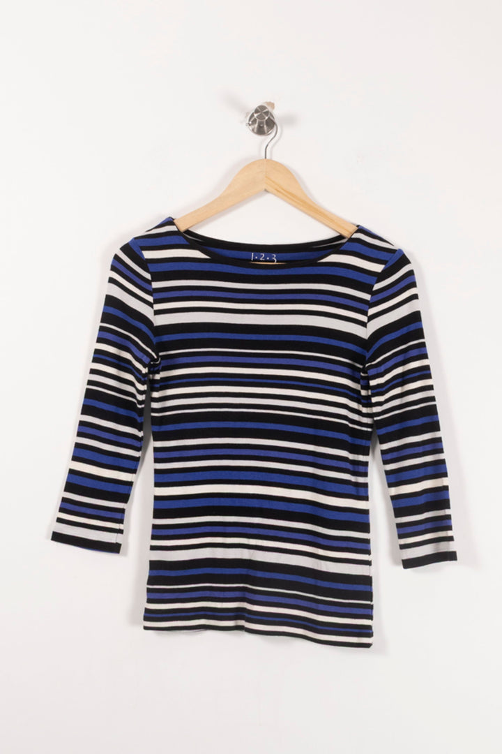 Tee-shirt Rayé Noir Bleu et Blanc - Taille S/36 de la marque Maison 123 | PARAD92985 - Vendu par Paradigme - Image 2