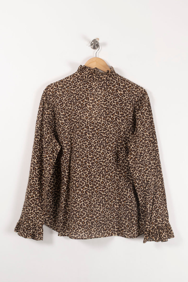 Blouse Léopard Marron et Beige - Taille XXL/44 de la marque Sézane | PARAD93018 - Vendu par Paradigme - Image 4