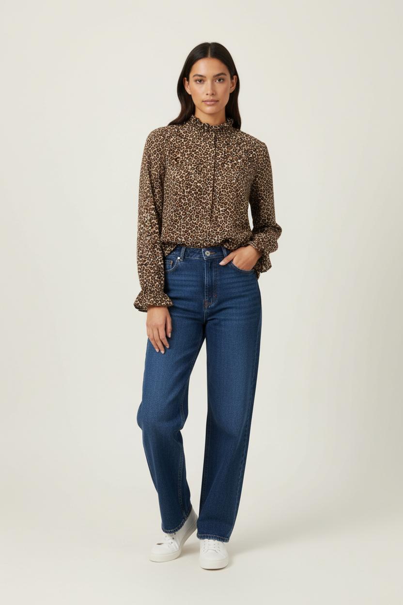 Blouse Léopard Marron et Beige - Taille XXL/44 de la marque Sézane | PARAD93018 - Vendu par Paradigme - Image 1