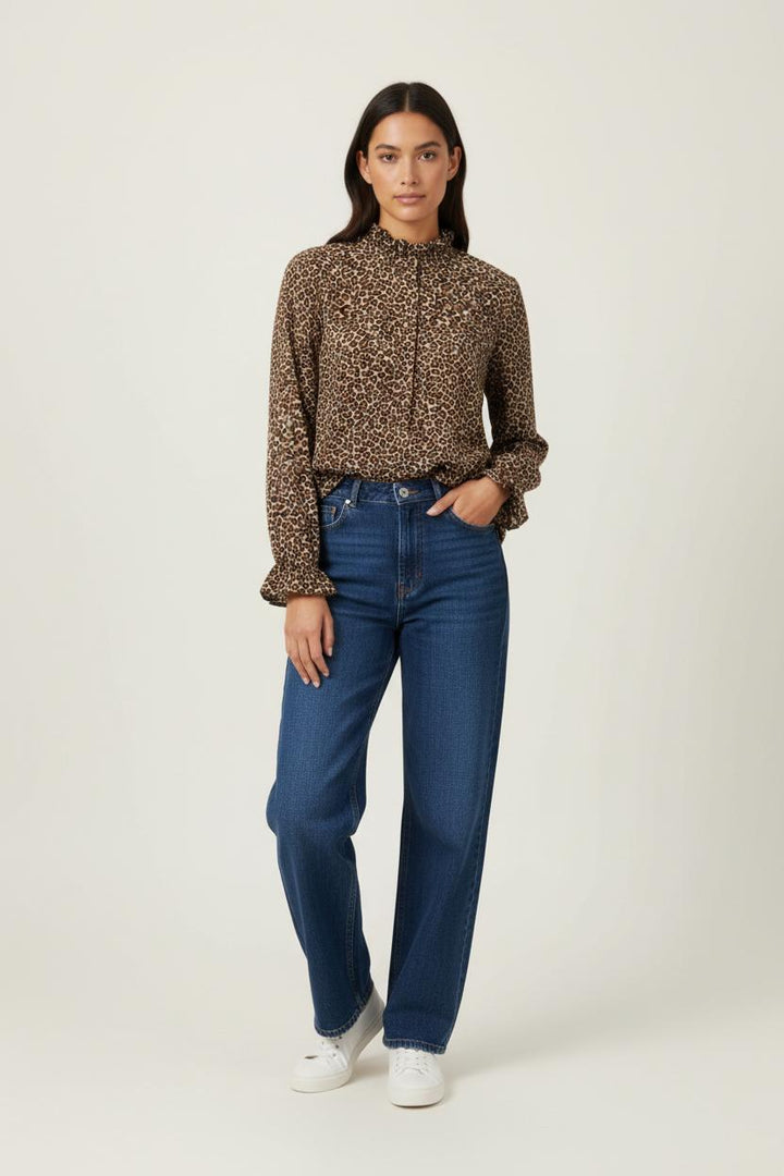 Blouse Léopard Marron et Beige - Taille XXL/44 de la marque Sézane | PARAD93018 - Vendu par Paradigme - Image 1