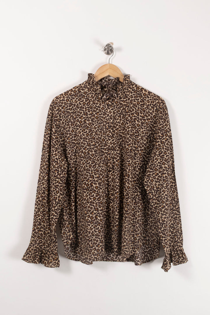 Blouse Léopard Marron et Beige - Taille XXL/44 de la marque Sézane | PARAD93018 - Vendu par Paradigme - Image 2