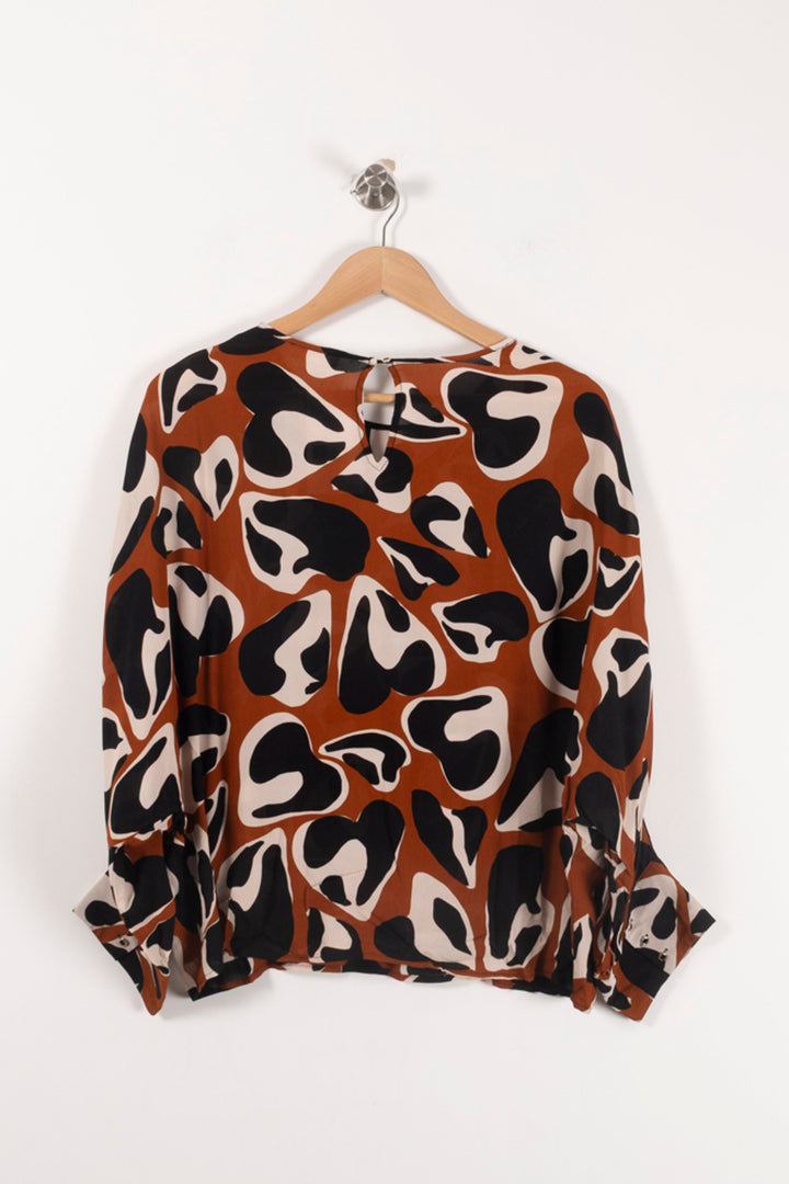 Blouse Marron Noir et Beige - Taille M/38 de la marque Caroll | PARAD93042 - Vendu par Paradigme - Image 4