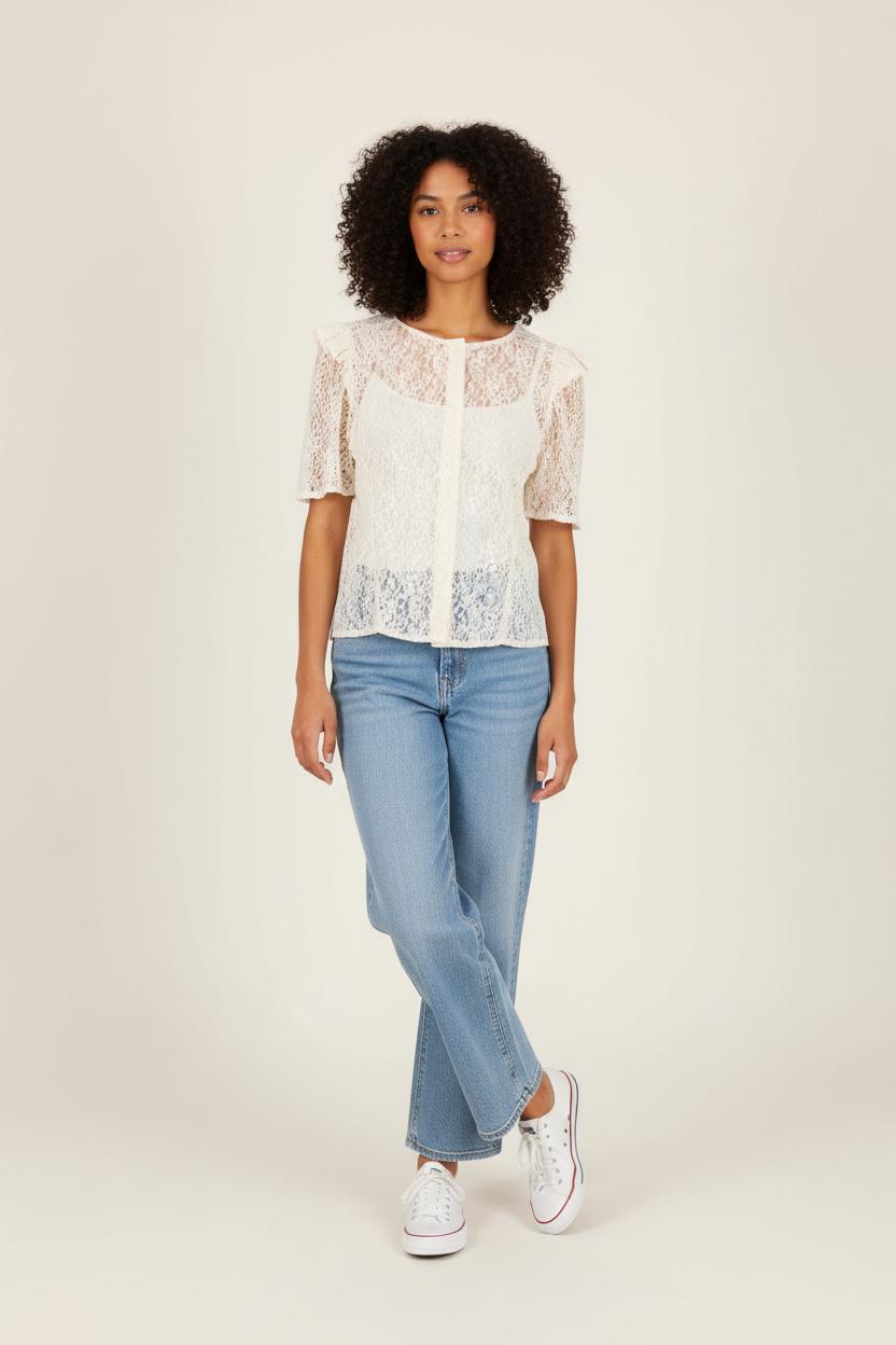 Gilet Dentelle Beige - Taille M/38 de la marque Maje | PARAD93058 - Vendu par Paradigme - Image 1