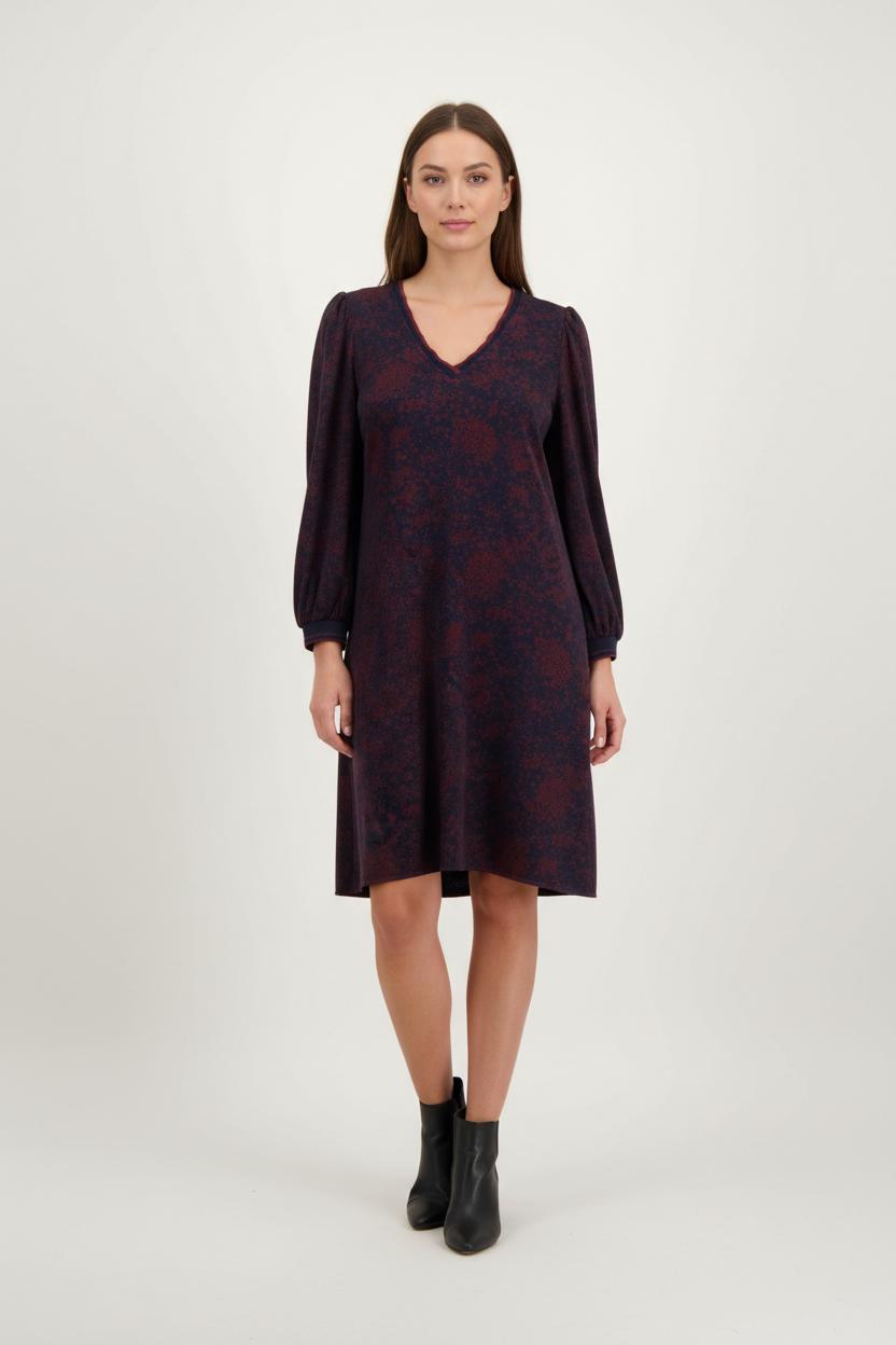 Robe Droite Bordeaux et Bleu Marine - Taille XL/42 de la marque La Fée Maraboutée | PARAD93062 - Vendu par Paradigme - Image 1