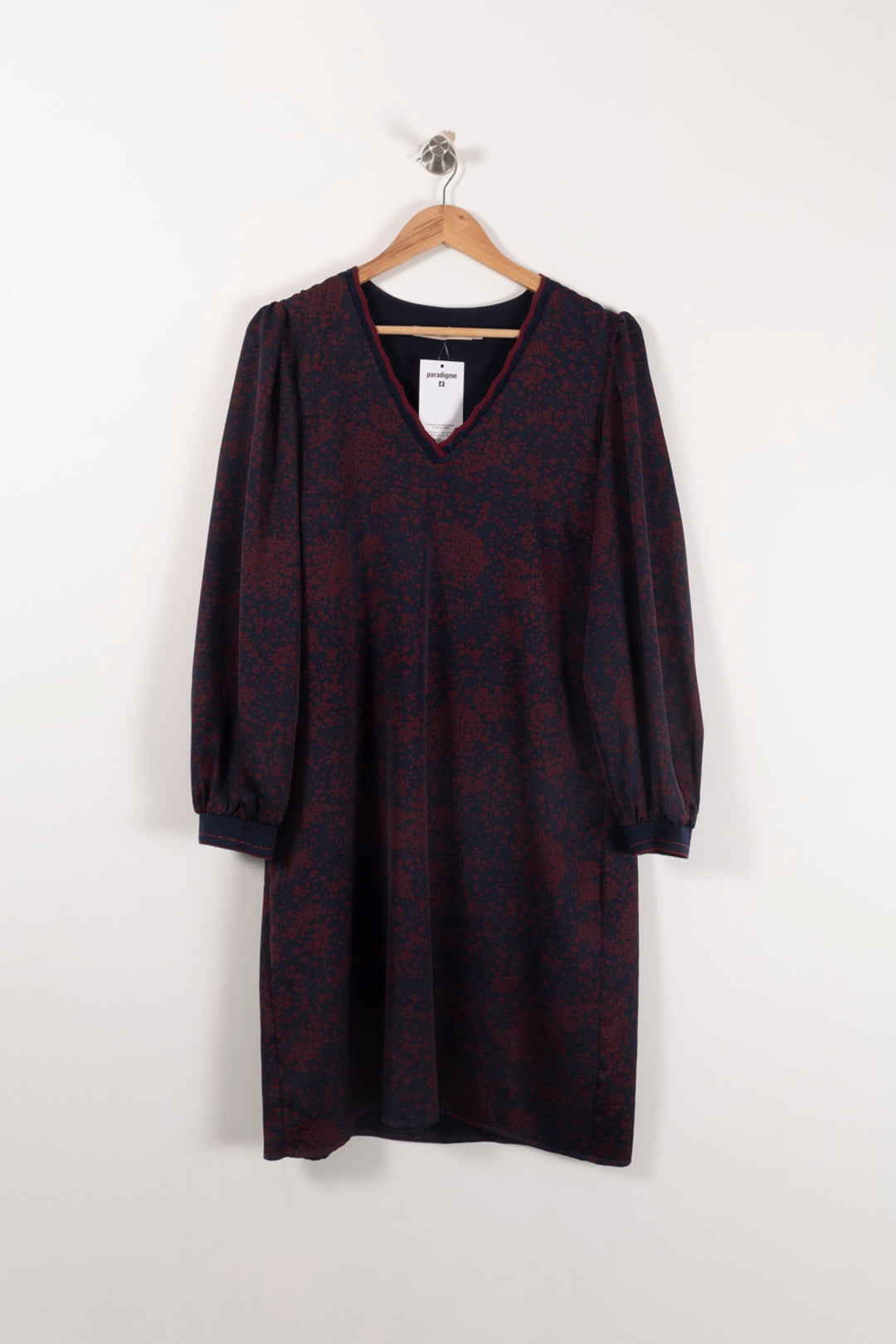 Robe Droite Bordeaux et Bleu Marine - Taille XL/42 de la marque La Fée Maraboutée | PARAD93062 - Vendu par Paradigme - Image 2
