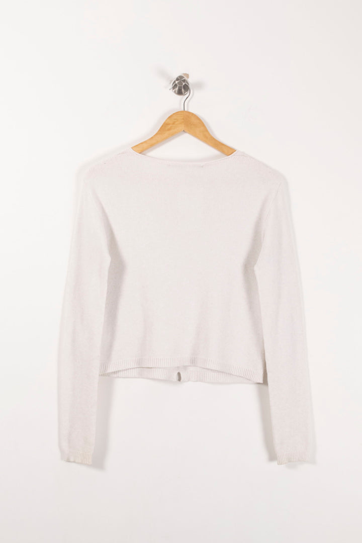 Cardigan Blanc - Taille S/36 de la marque La Fée Maraboutée | PARAD93095 - Vendu par Paradigme - Image 4