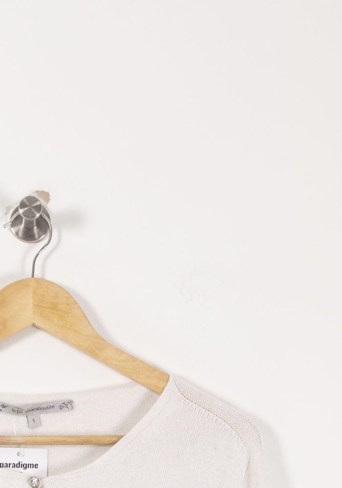 Cardigan Blanc - Taille S/36 de la marque La Fée Maraboutée | PARAD93095 - Vendu par Paradigme - Image 3