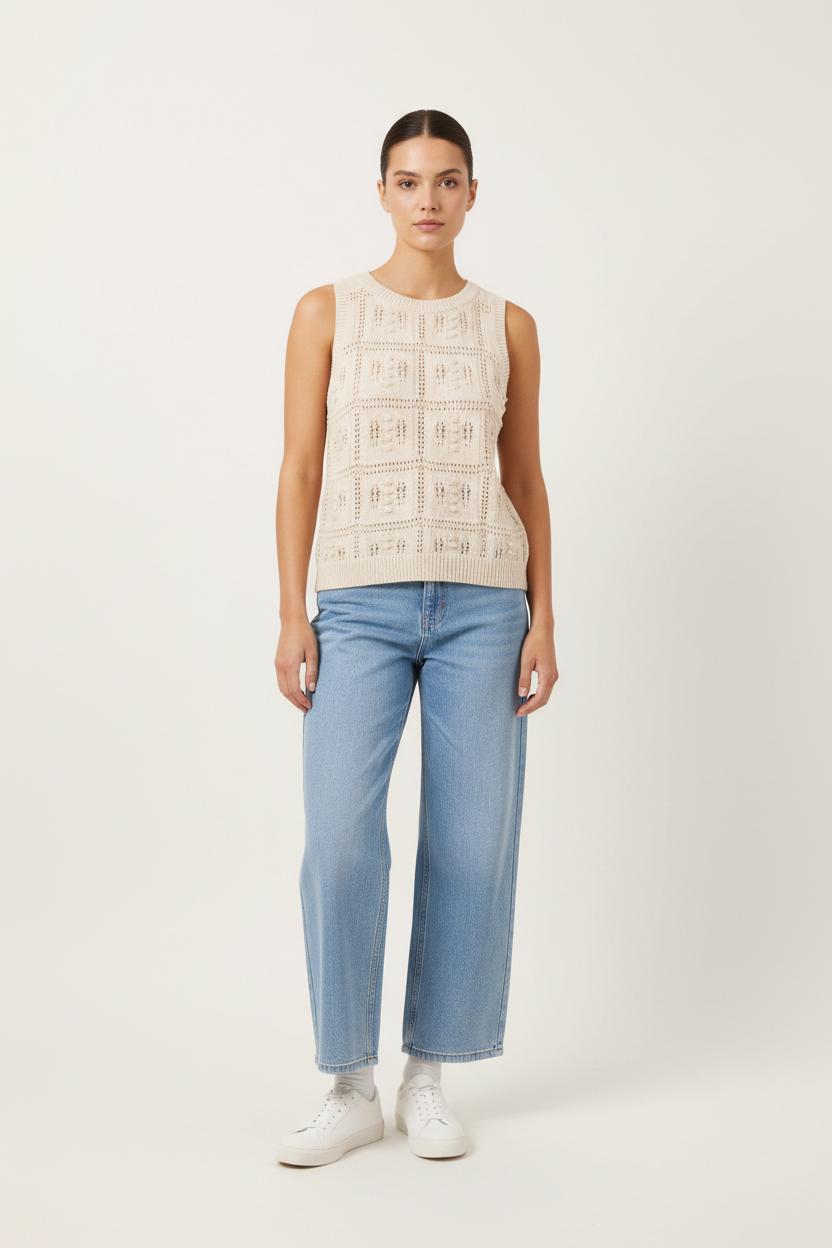 Débardeur Beige - Taille M/38 de la marque La Fée Maraboutée | PARAD93128 - Vendu par Paradigme - Image 1