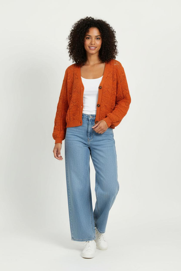 Cardigan Rouge - Taille M/38 de la marque La Fée Maraboutée | PARAD93130 - Vendu par Paradigme - Image 1