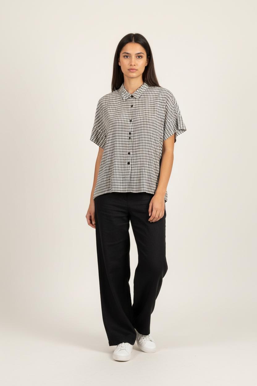 Chemise à Carreaux Beige et Noire - Taille S/36 de la marque Bimba y Lola | PARAD93145 - Vendu par Paradigme - Image 1