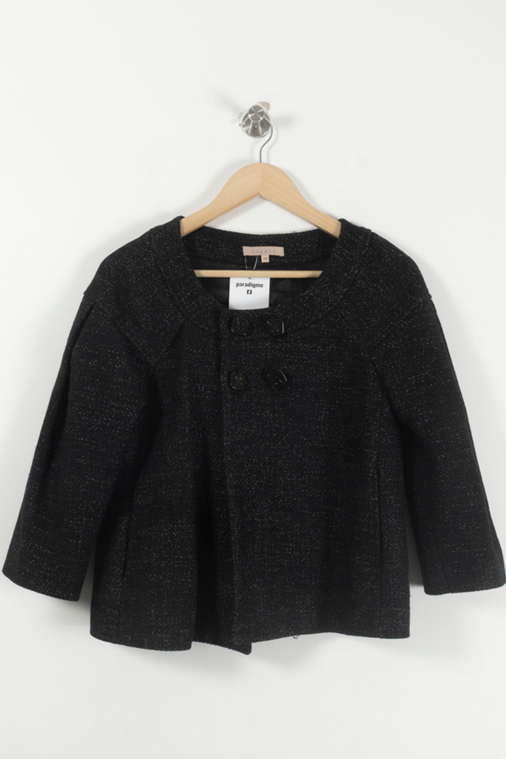 Veste Noire - Taille M/38 de la marque Sandro | PARAD93150 - Vendu par Paradigme - Image 2