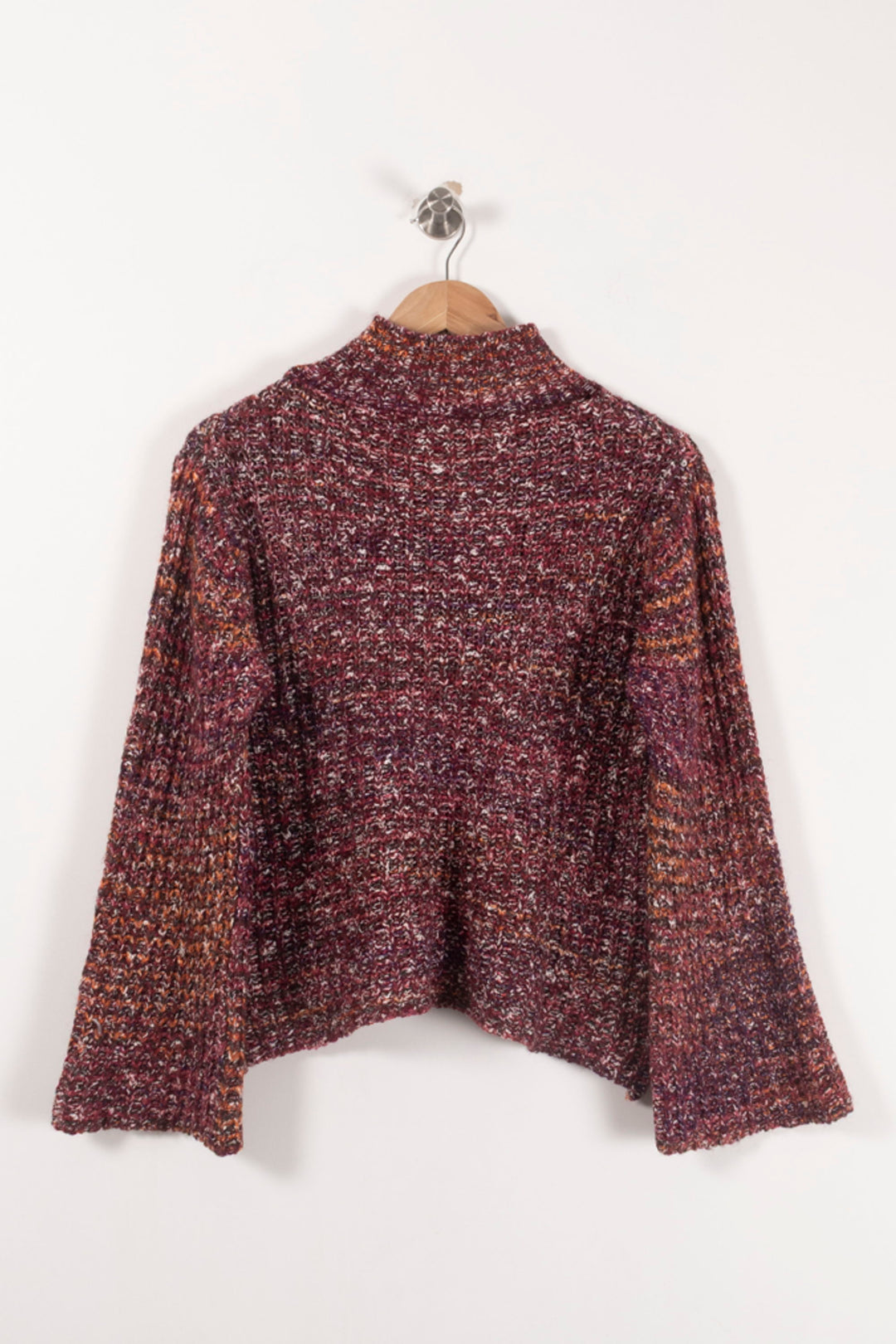 Pull Col Cheminée Bordeaux et Orange - Taille XS/34 de la marque La Fée Maraboutée | PARAD93157 - Vendu par Paradigme - Image 4