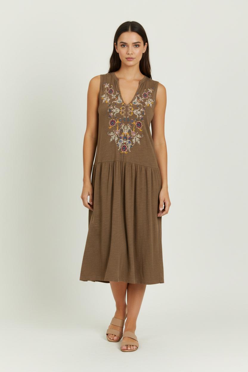 Robe Longue Marron - Taille S/36 de la marque Léon & Harper | PARAD93183 - Vendu par Paradigme - Image 1