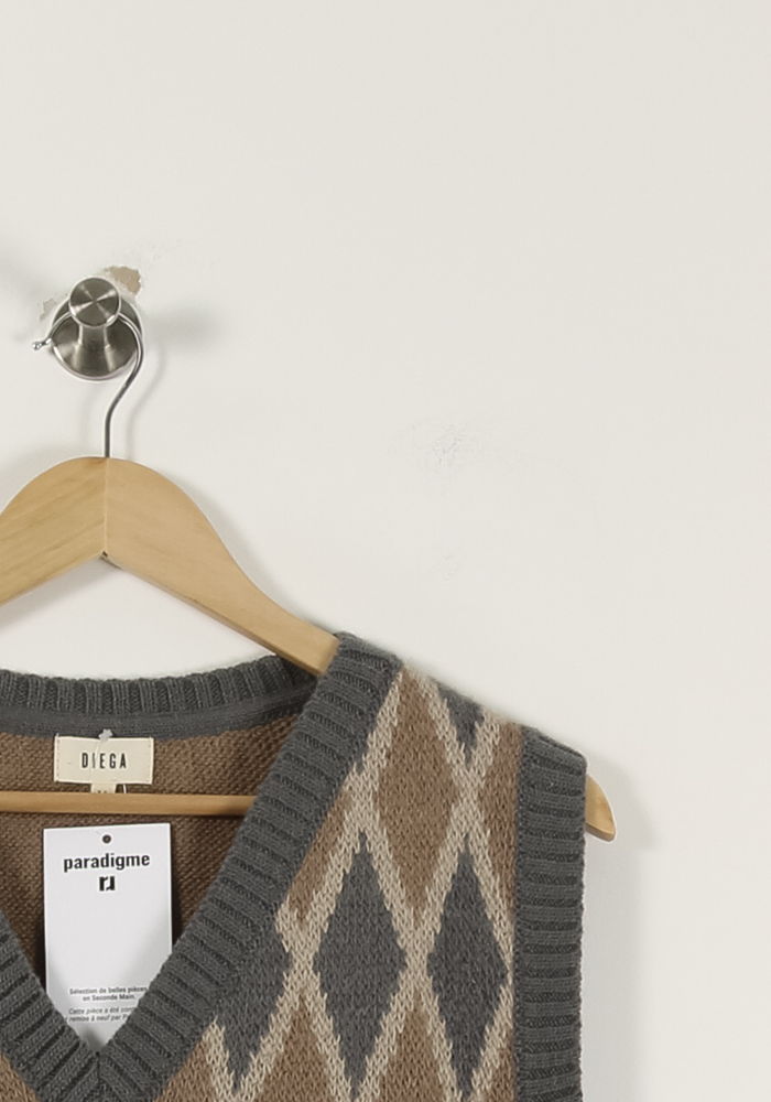 Pull Sans Manches Gris et Beige - Taille M/38 de la marque Diega | PARAD93353 - Vendu par Paradigme - Image 3
