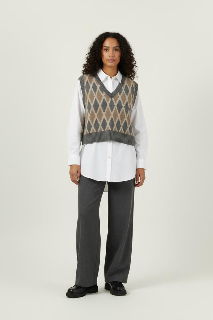 Pull Sans Manches Gris et Beige - Taille M/38 de la marque Diega | PARAD93353 - Vendu par Paradigme - Image 1