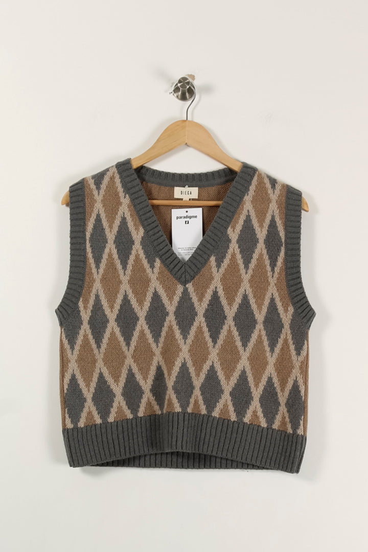 Pull Sans Manches Gris et Beige - Taille M/38 de la marque Diega | PARAD93353 - Vendu par Paradigme - Image 2