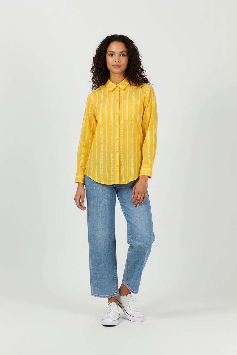 Chemise Jaune et Blanche - Taille S/36 de la marque Claudie Pierlot | PARAD93362 - Vendu par Paradigme - Image 1