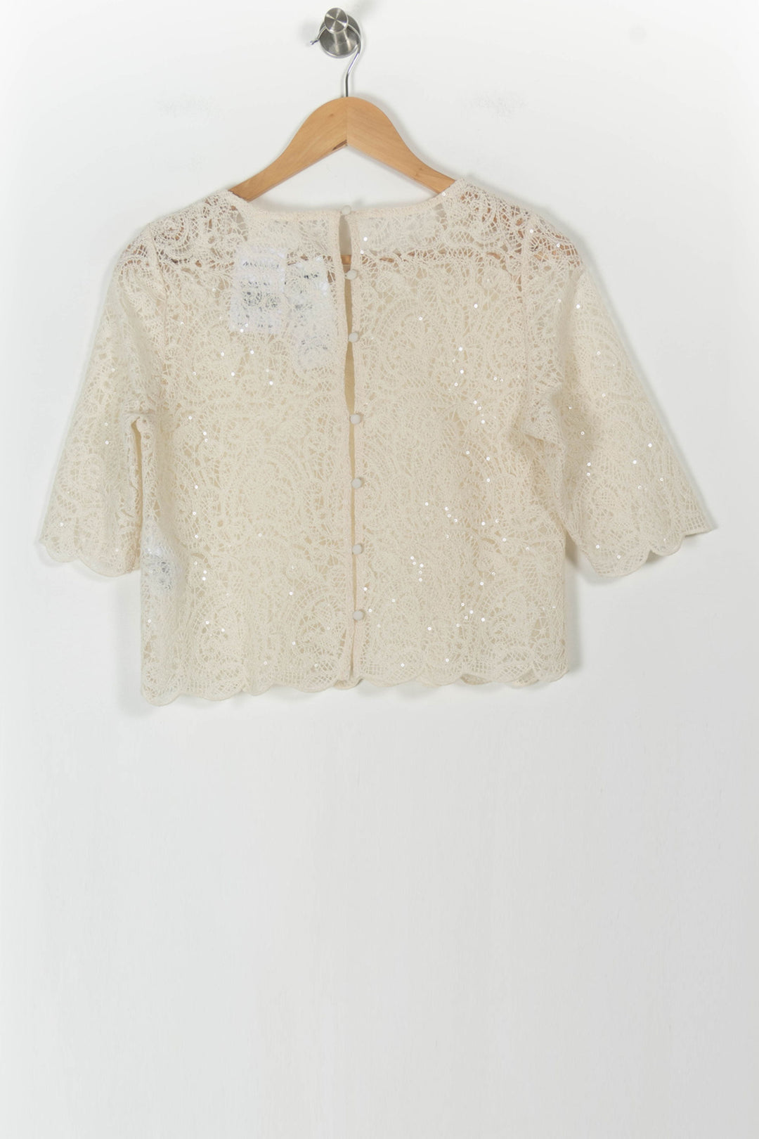 Top en dentelle Blanc - Taille XS/34 de la marque Maison 123 | PARAD93363 - Vendu par Paradigme - Image 4