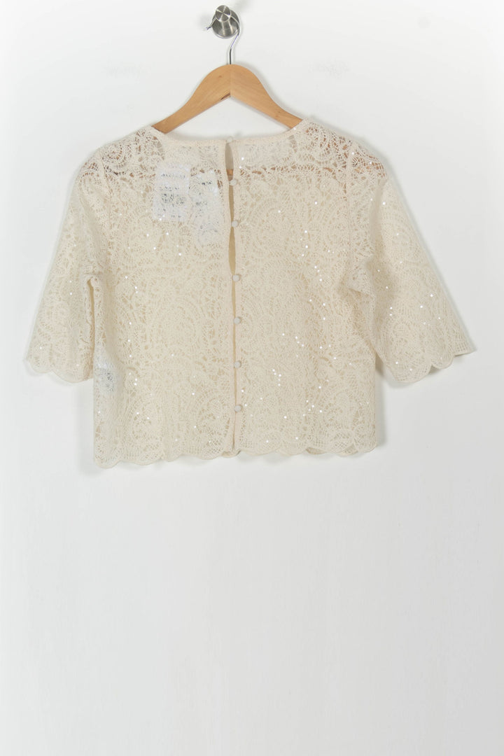 Top en dentelle Blanc - Taille XS/34 de la marque Maison 123 | PARAD93363 - Vendu par Paradigme - Image 4