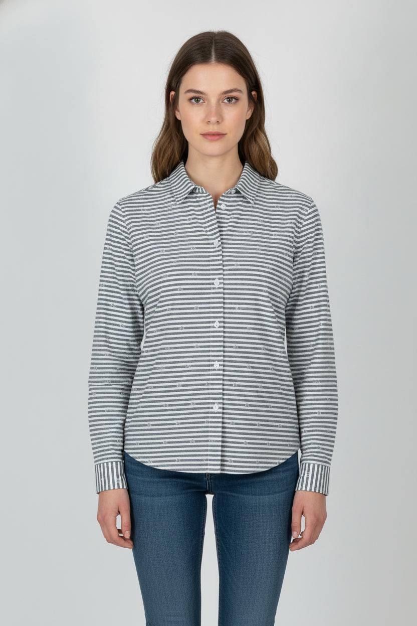 Chemise Rayée Grise et Blanche - Taille XS/34 de la marque Comptoir des Cotonniers | PARAD93378 - Vendu par Paradigme - Image 1