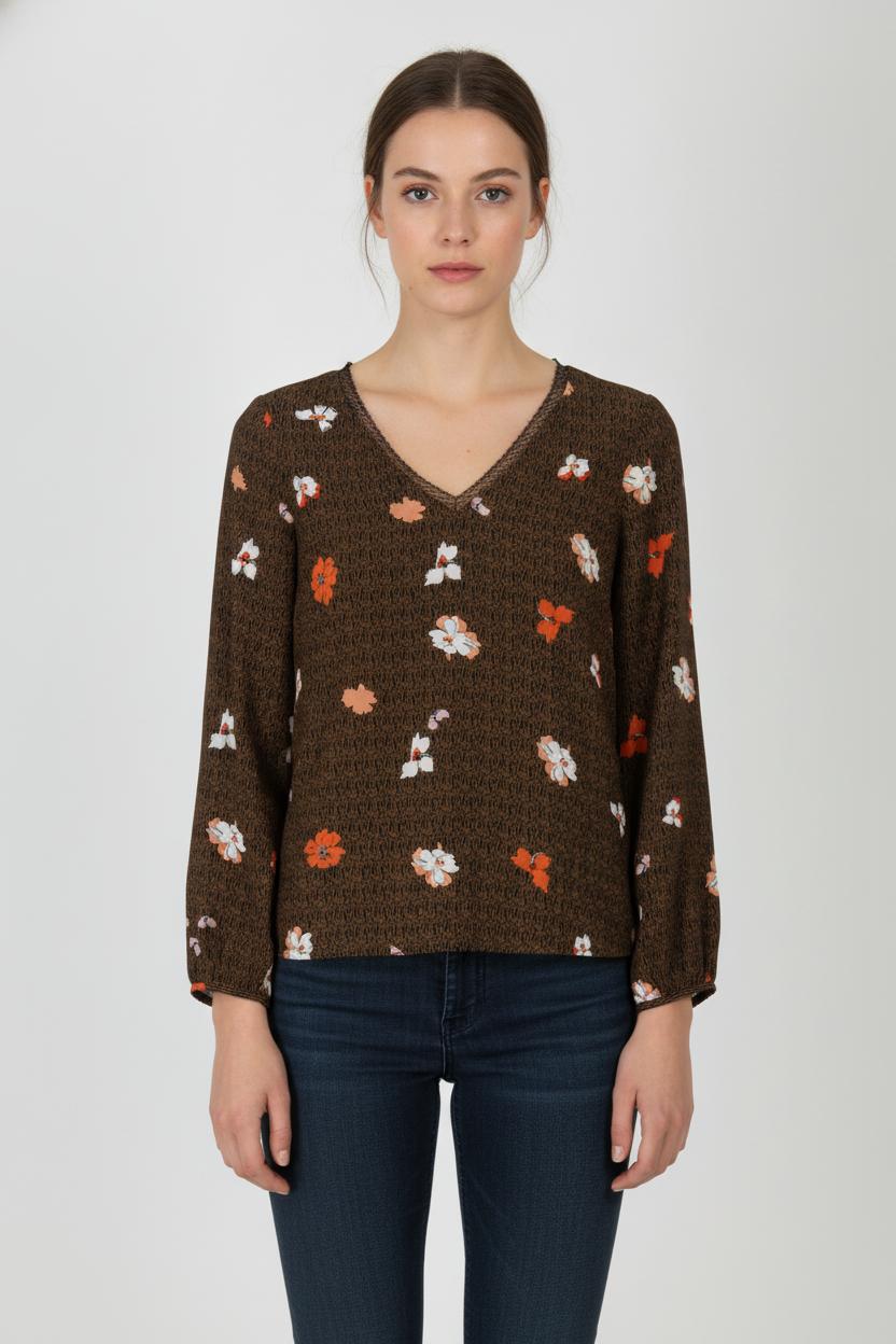 Blouse Marron et Orange - Taille XS/34 de la marque I.Code | PARAD93383 - Vendu par Paradigme - Image 1