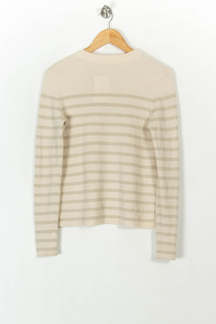 Pull Rayé Blanc et Beige - Taille L/40 de la marque Comptoir des Cotonniers | PARAD93423 - Vendu par Paradigme - Image 5