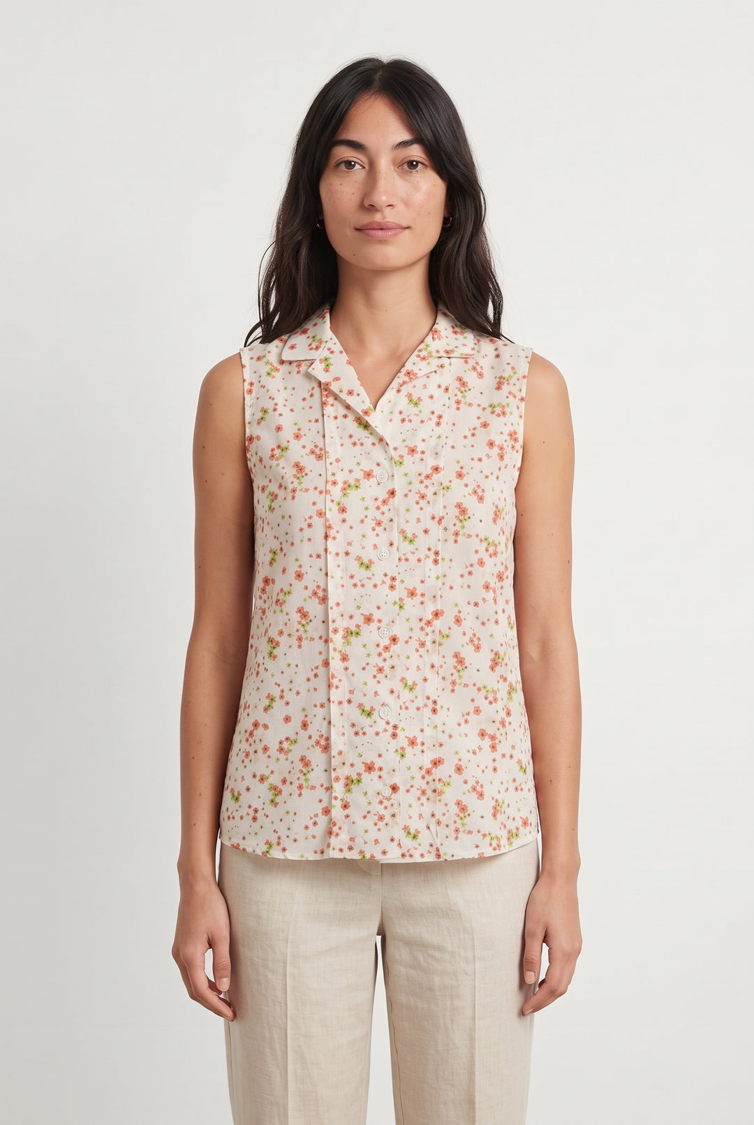 Chemisier Sans Manches Blanc et Orange - Taille XS/34 de la marque Comptoir des Cotonniers | PARAD93461 - Vendu par Paradigme - Image 1