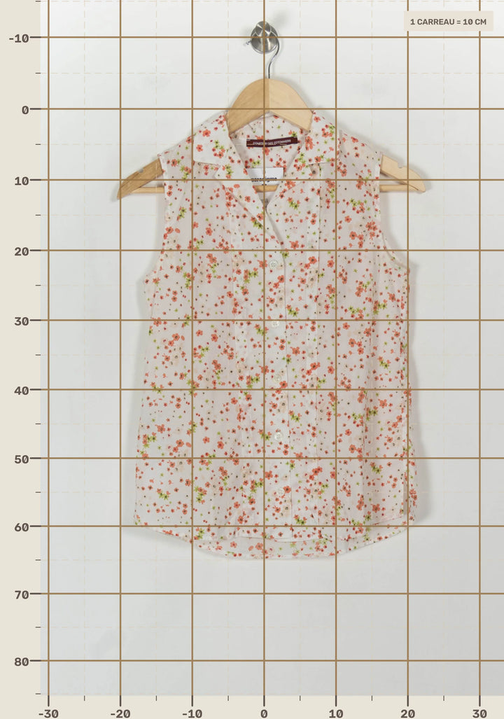 Chemisier Sans Manches Blanc et Orange - Taille XS/34 de la marque Comptoir des Cotonniers | PARAD93461 - Vendu par Paradigme - Image 4