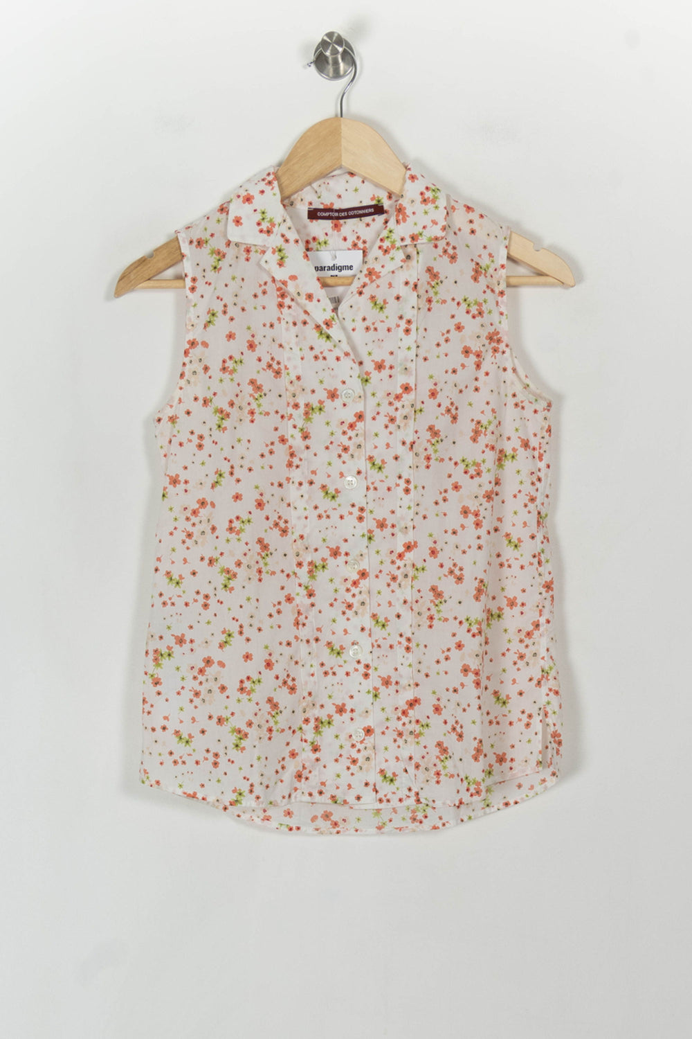 Chemisier Sans Manches Blanc et Orange - Taille XS/34 de la marque Comptoir des Cotonniers | PARAD93461 - Vendu par Paradigme - Image 2