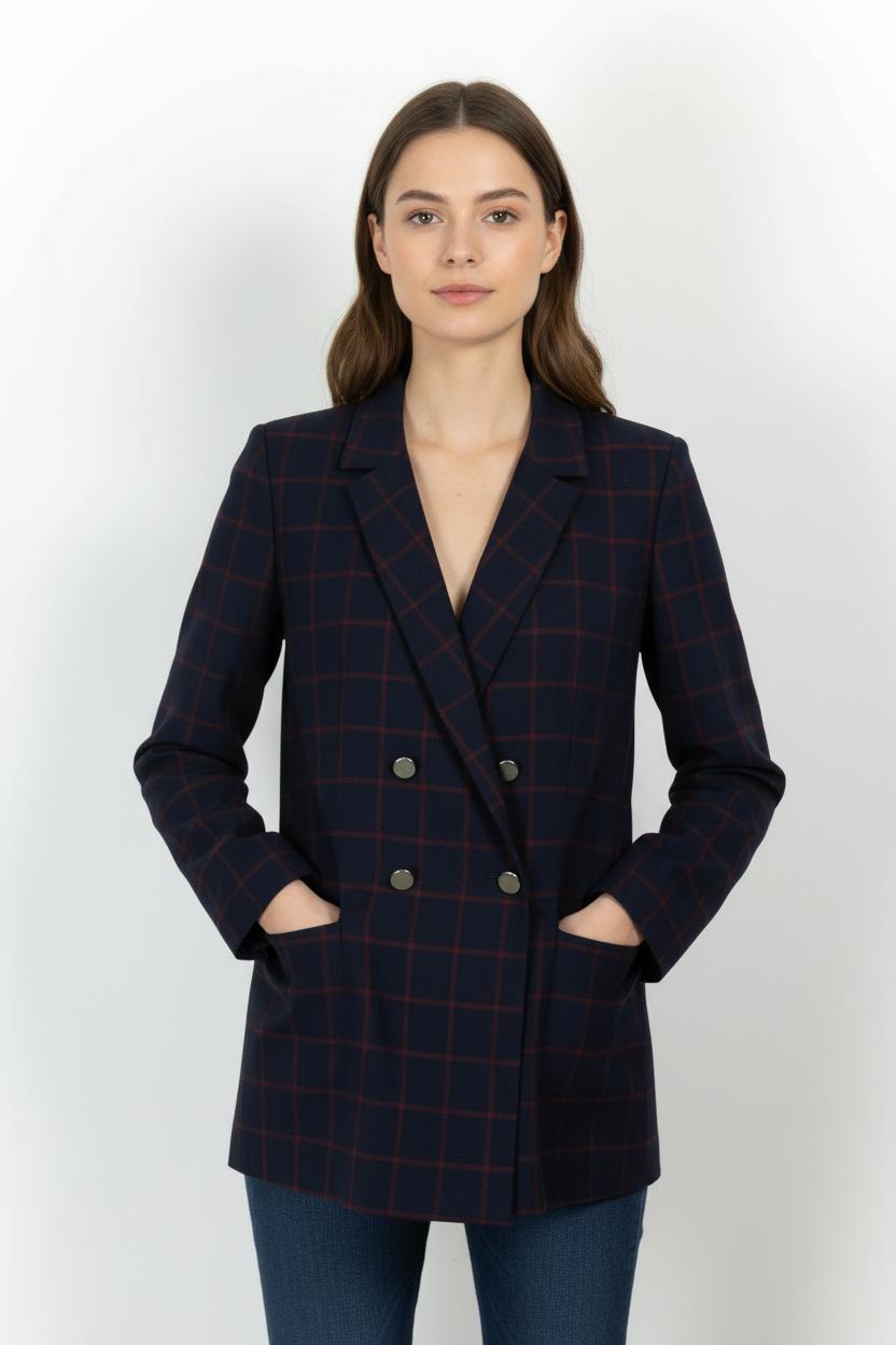 Blazer Bleu Marine et Bordeaux - Taille XL/42 de la marque Maison 123 | PARAD93485 - Vendu par Paradigme - Image 1