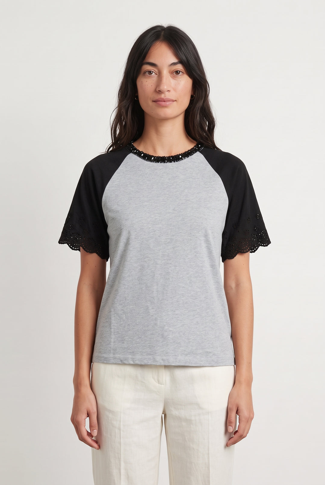 T-shirt Gris et Noir - Taille S/36 de la marque Manoush | PARAD93487 - Vendu par Paradigme - Image 1