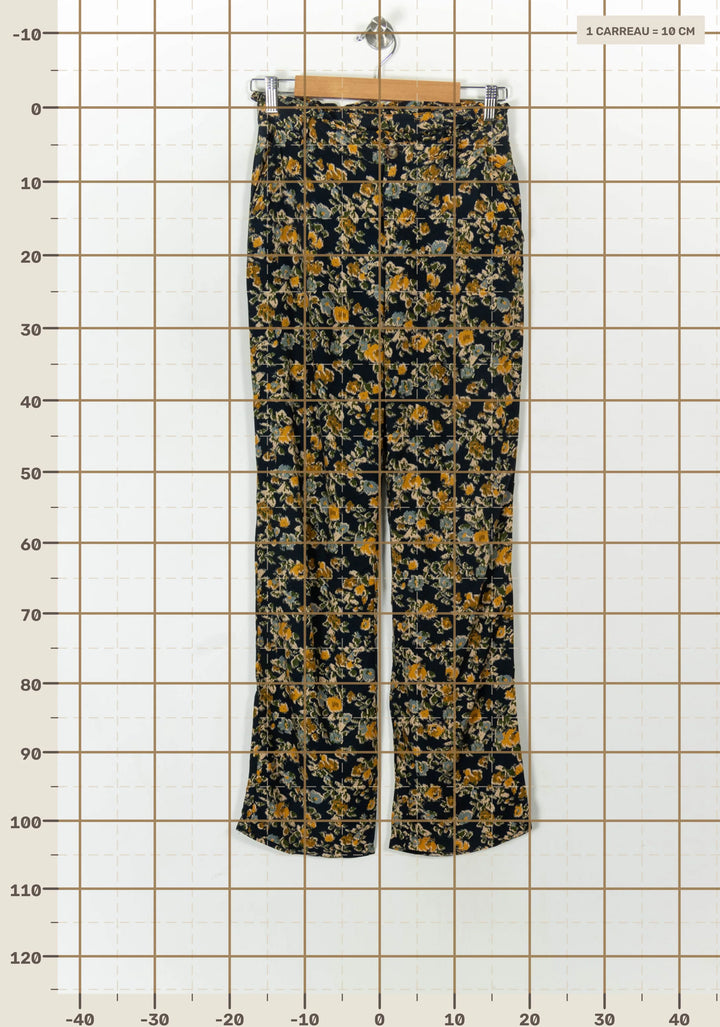 Pantalon Fleuri Noir et Jaune - Taille S/36 de la marque Orta | PARAD93741 - Vendu par Paradigme - Image 4