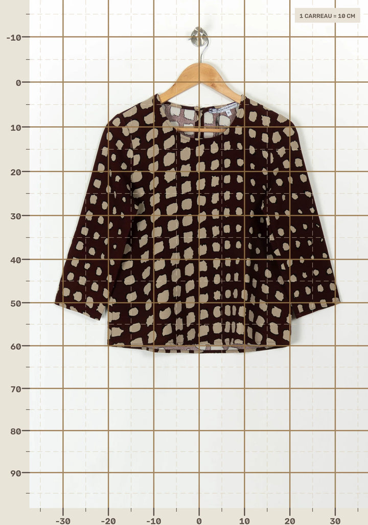 Blouse Bordeaux et Beige - Taille S/36 de la marque La Fée Maraboutée | PARAD93749 - Vendu par Paradigme - Image 4