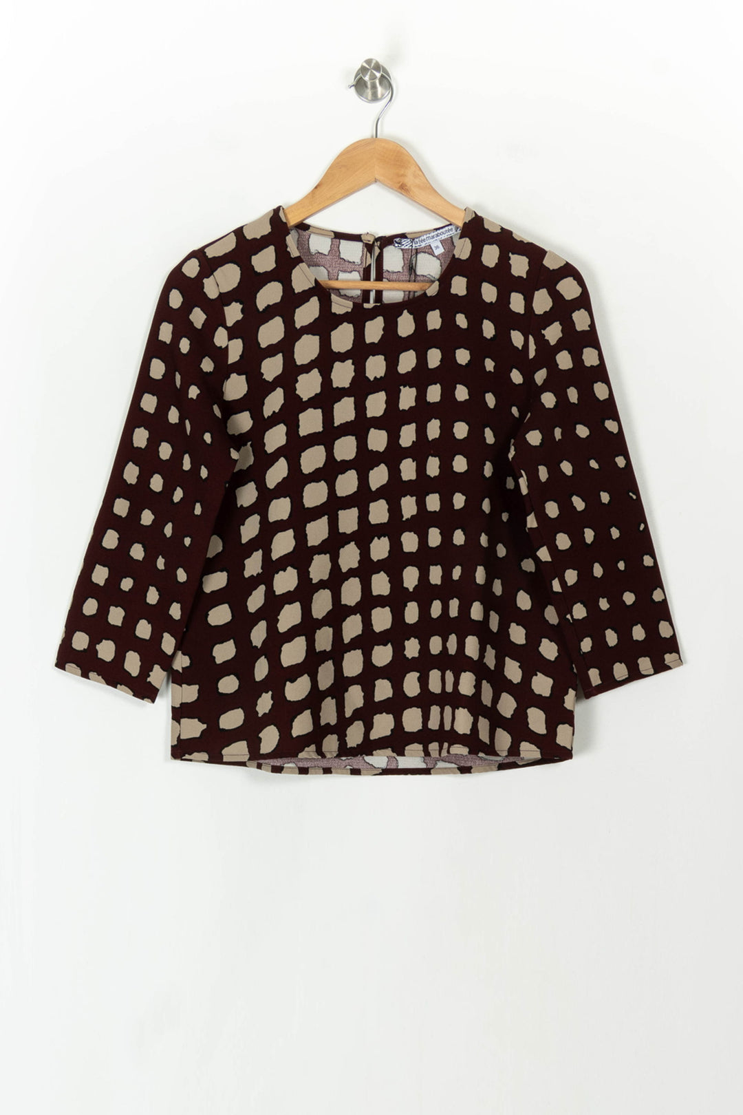 Blouse Bordeaux et Beige - Taille S/36 de la marque La Fée Maraboutée | PARAD93749 - Vendu par Paradigme - Image 2