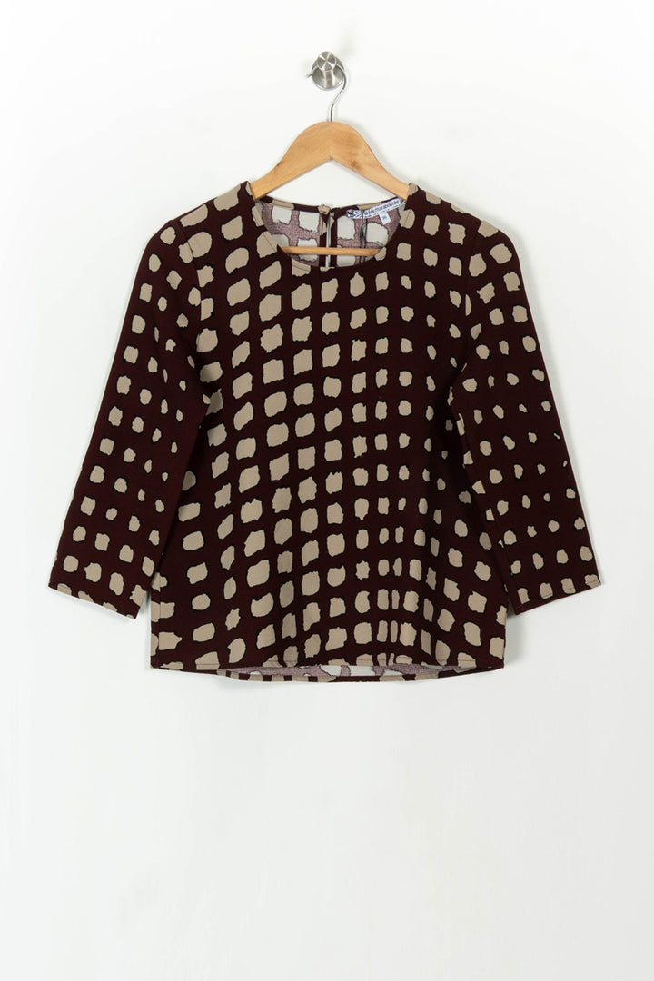 Blouse Bordeaux et Beige - Taille S/36 de la marque La Fée Maraboutée | PARAD93749 - Vendu par Paradigme - Image 2