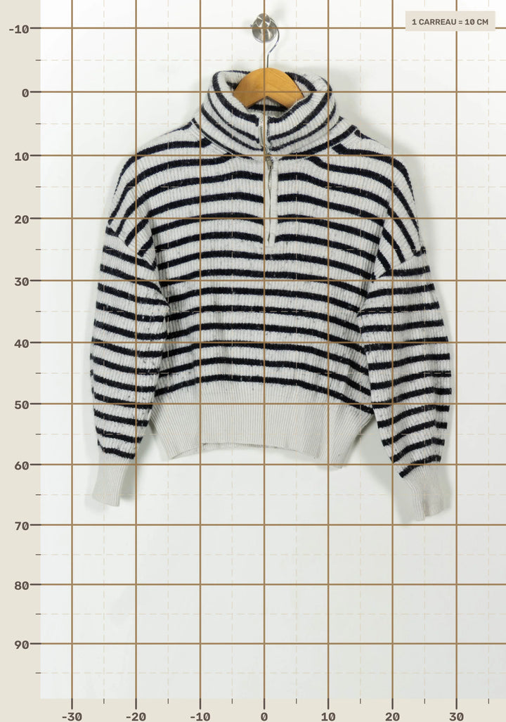 Pull Rayé Blanc et Noir - Taille L/40 de la marque Kookai | PARAD93780 - Vendu par Paradigme - Image 4