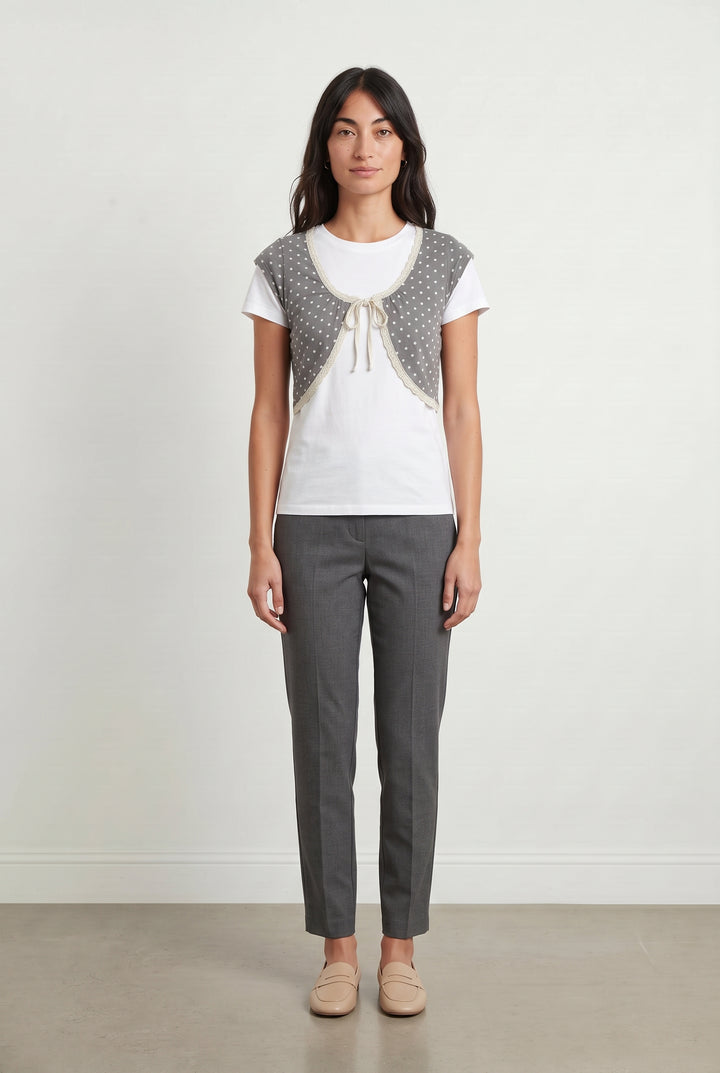 Boléro Gris et Blanc - Taille S/36 de la marque La Fée Maraboutée | PARAD93785 - Vendu par Paradigme - Image 1