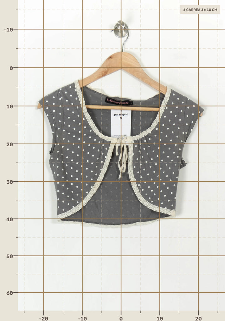 Boléro Gris et Blanc - Taille S/36 de la marque La Fée Maraboutée | PARAD93785 - Vendu par Paradigme - Image 4