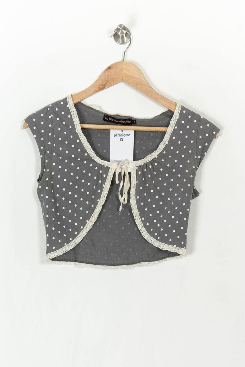Boléro Gris et Blanc - Taille S/36 de la marque La Fée Maraboutée | PARAD93785 - Vendu par Paradigme - Image 2