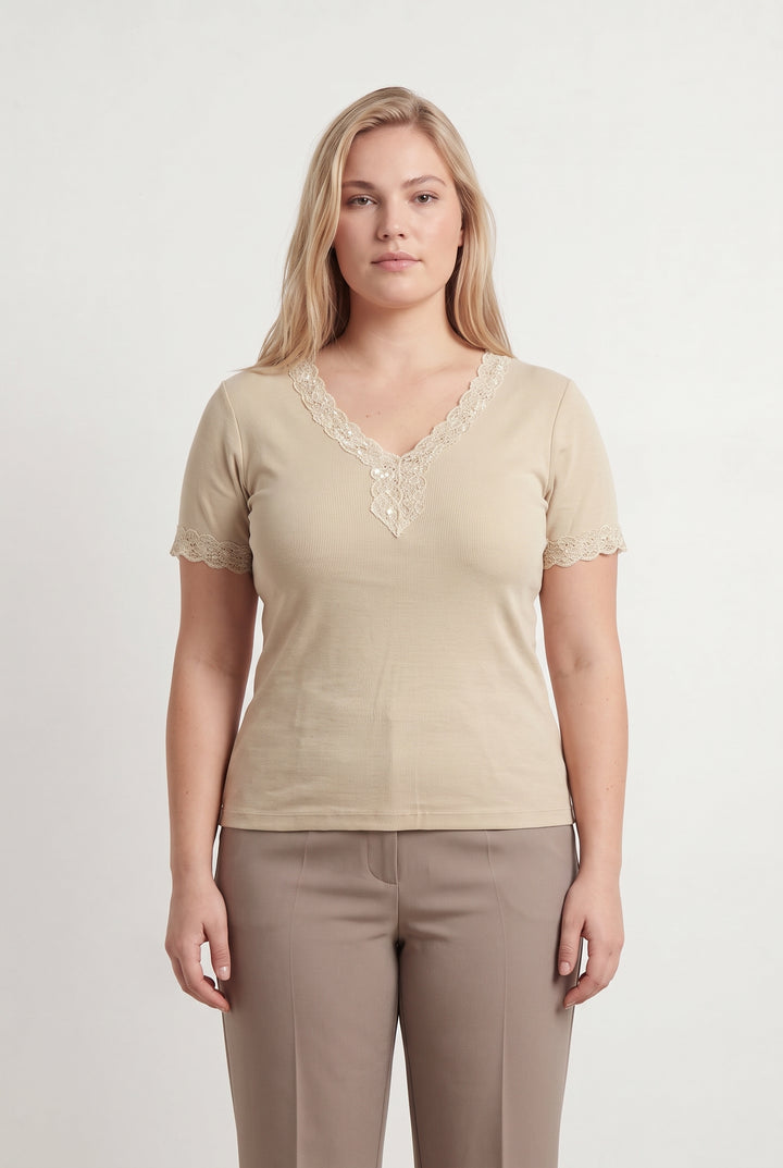 T-shirt Beige - Taille XXL/44 de la marque Caroll | PARAD93804 - Vendu par Paradigme - Image 1