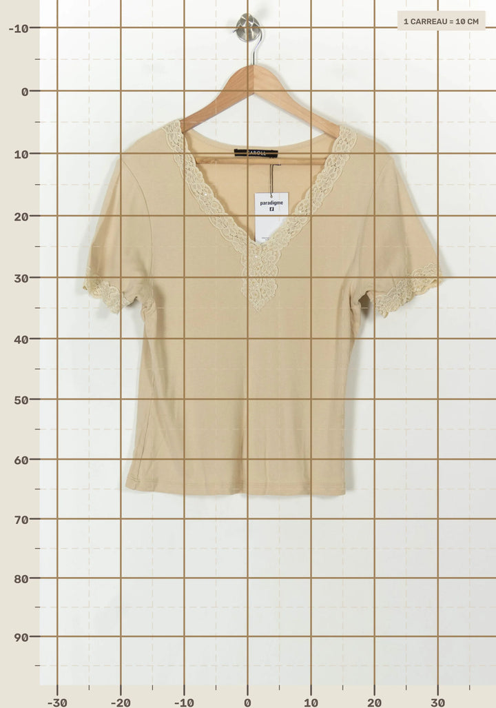 T-shirt Beige - Taille XXL/44 de la marque Caroll | PARAD93804 - Vendu par Paradigme - Image 4