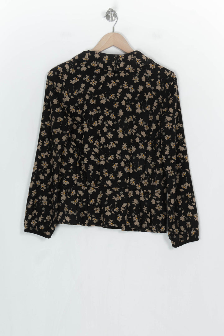 Blouse Fleurie Noire et Beige - Taille S/36 de la marque I.Code | PARAD93819 - Vendu par Paradigme - Image 5