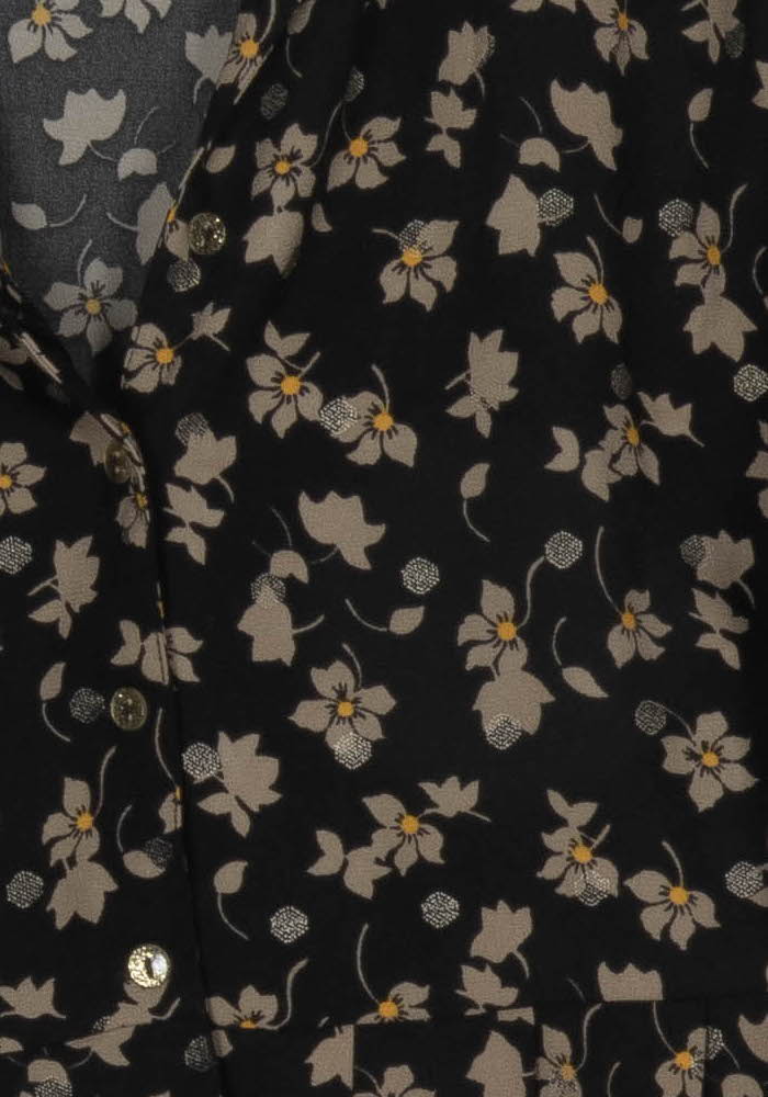 Blouse Fleurie Noire et Beige - Taille S/36 de la marque I.Code | PARAD93819 - Vendu par Paradigme - Image 3