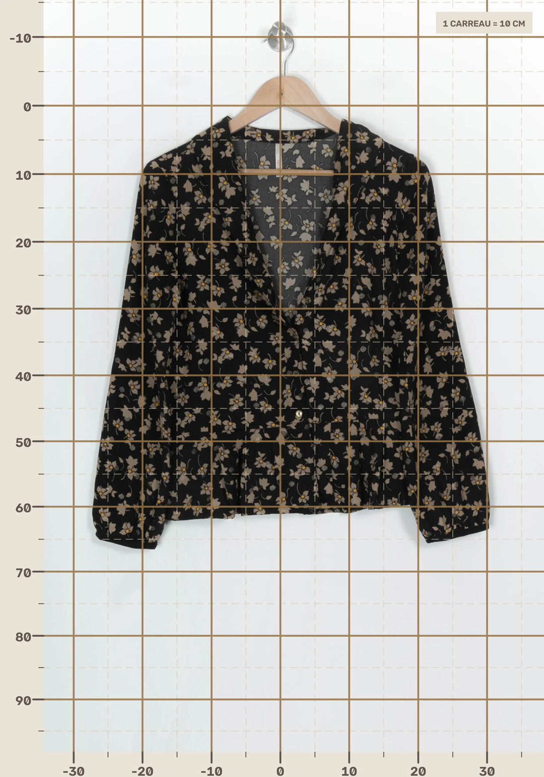 Blouse Fleurie Noire et Beige - Taille S/36 de la marque I.Code | PARAD93819 - Vendu par Paradigme - Image 4
