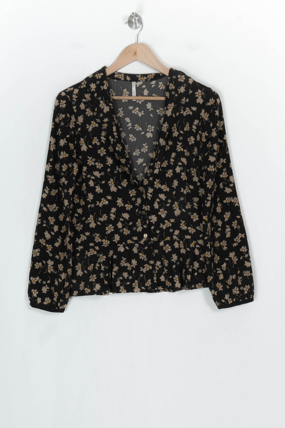 Blouse Fleurie Noire et Beige - Taille S/36 de la marque I.Code | PARAD93819 - Vendu par Paradigme - Image 2