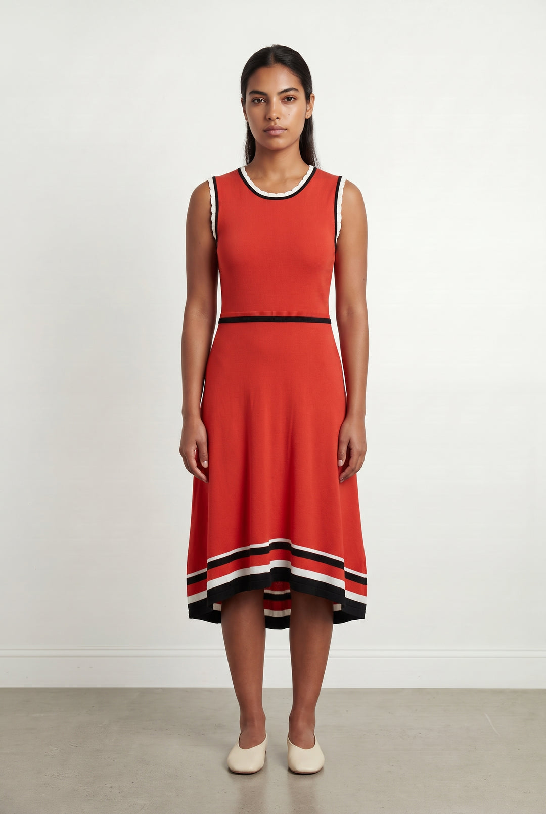 Robe longue rouge et noire - Taille L/40 de la marque Claudie Pierlot | PARAD93833 - Vendu par Paradigme - Image 1